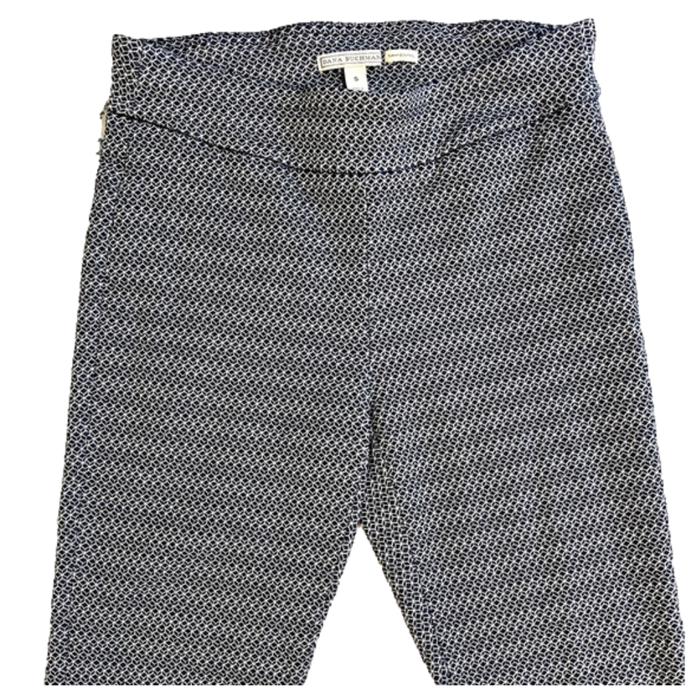 Dana Buchman Knit Tummy Control Pull On Ankle Dress Pants Geo Cubes Size S - Picture 1 of 12